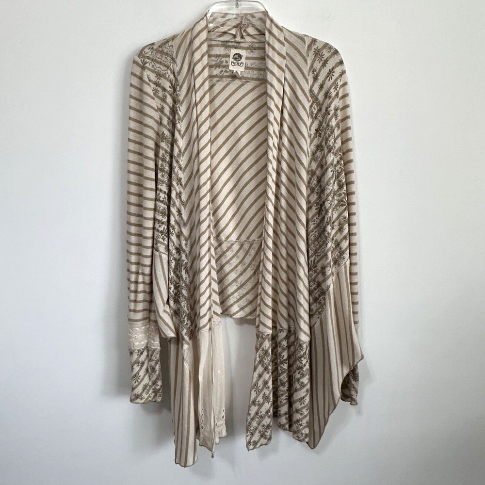 Tiny Anthropologie Crop Cardigan S Mixed Media Waterfall Open Casual NO‎ BELT
